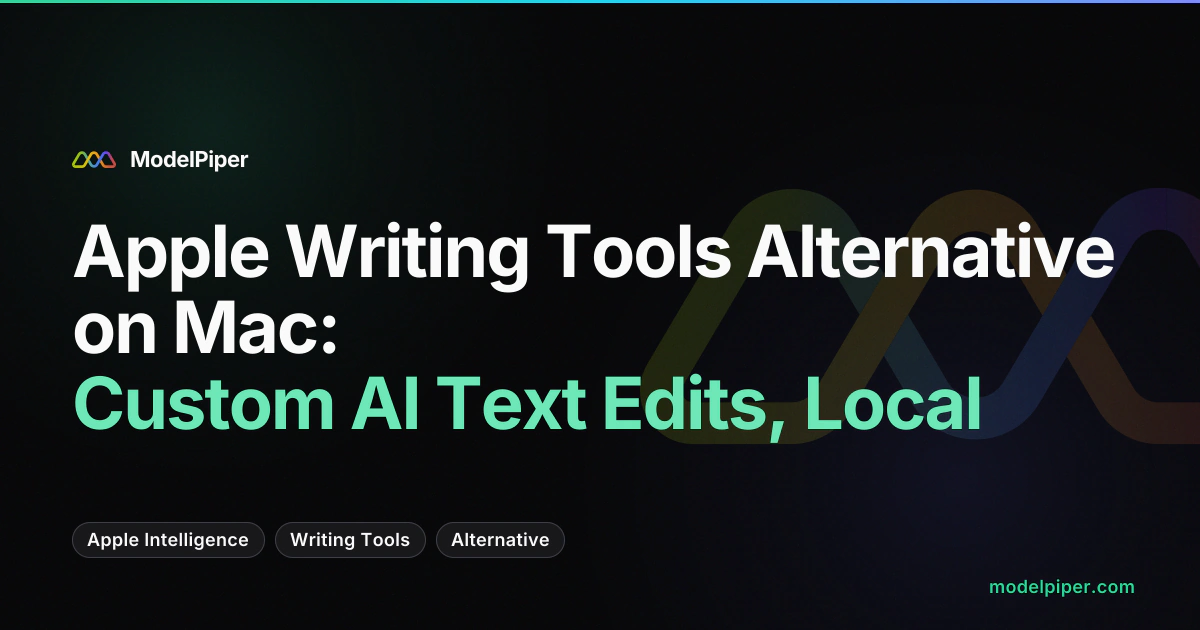 Screencast of ToolPiper action snippets rewriting selected text with a custom trigger after a right Command tap