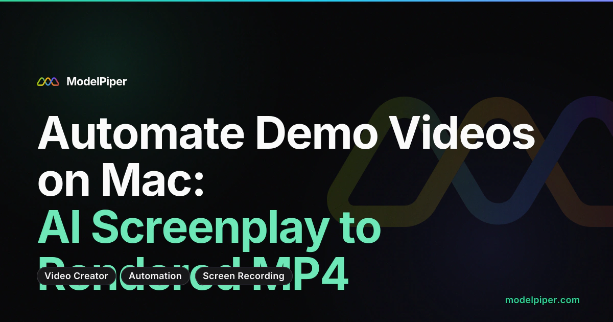 ToolPiper Video Creator pipeline showing a screenplay of browser actions being automatically recorded, narrated, and rendered to MP4