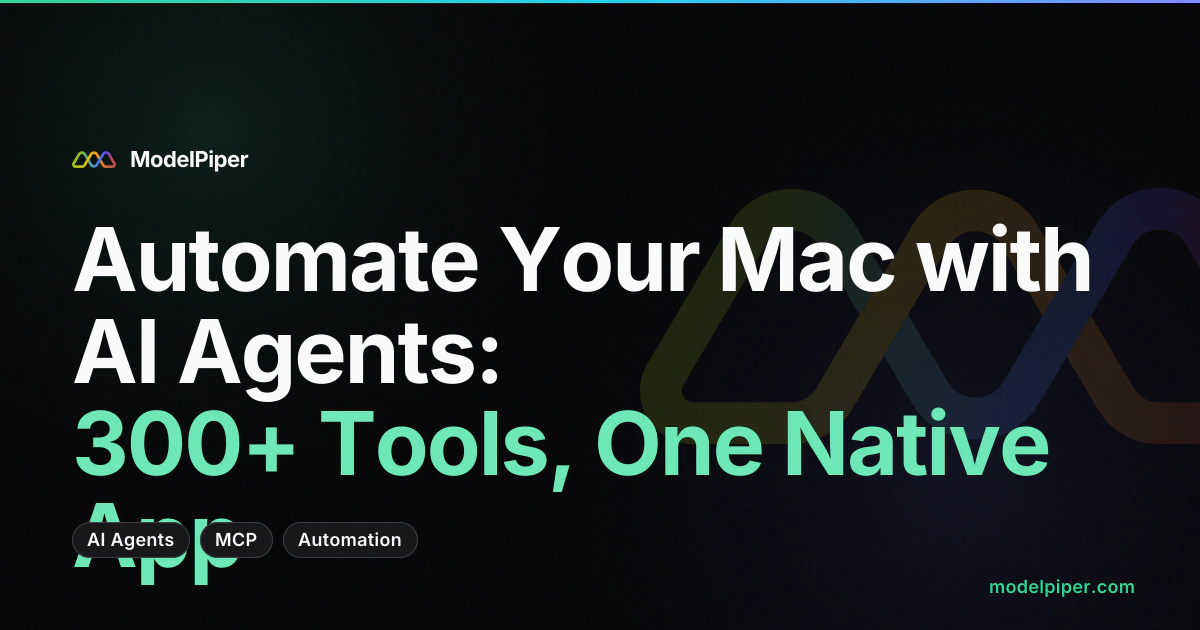 An AI agent operating a Mac through MCP tools - calendar, screenshots, files, and browser automation from one native app