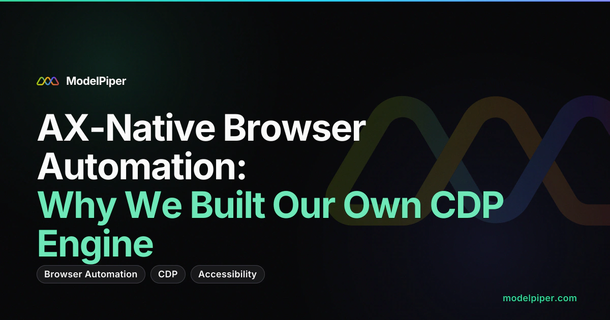 Screencast of ToolPiper's browser automation - AX-native selectors, self-healing actions, snapshot diffs
