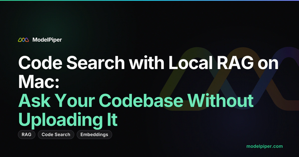 Screencast of code search in ModelPiper - indexing a project directory and asking questions about the codebase