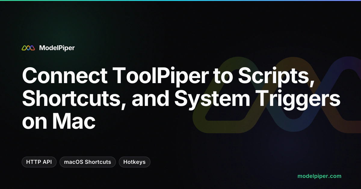 Terminal, Shortcuts.app, and browser extension all sending requests to ToolPiper on localhost