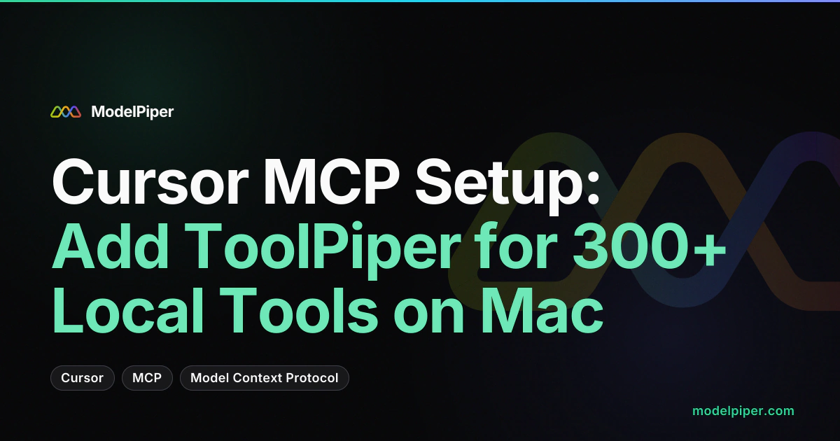 Cursor settings showing ToolPiper registered as an MCP server