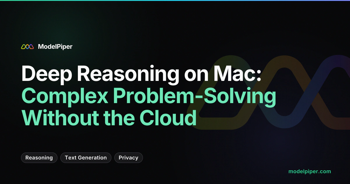 Screencast of deep reasoning in ModelPiper - asking a complex question and watching the chain-of-thought unfold
