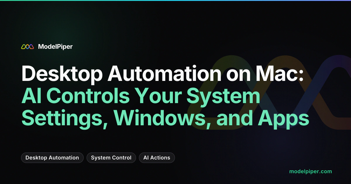 ToolPiper menu bar app controlling macOS system settings, windows, and apps through AI