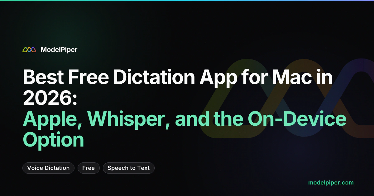 Comparison of four free dictation options on Mac: Apple built-in, Whisper.cpp, MacWhisper, and ToolPiper
