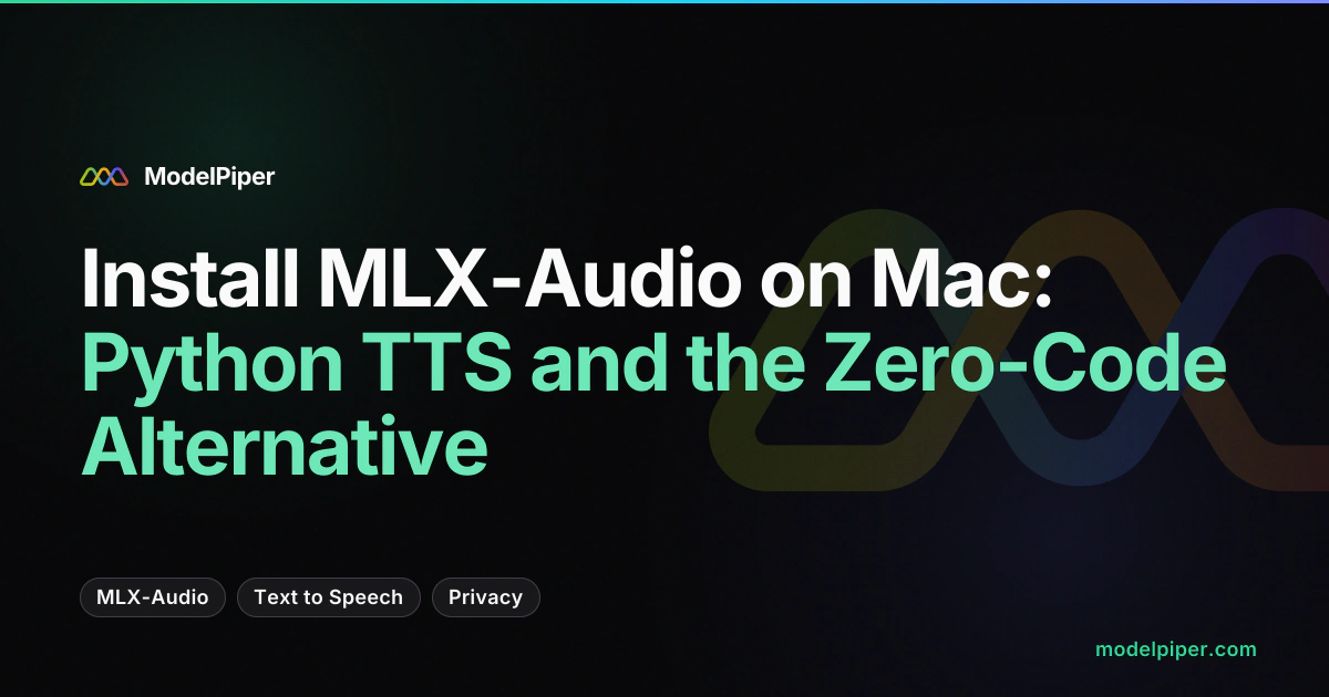 Screencast comparing MLX-Audio Python terminal workflow with ToolPiper's one-click TTS interface