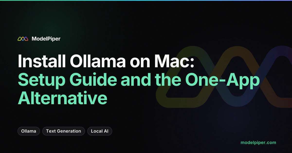 Screencast comparing Ollama terminal workflow with ModelPiper's visual chat interface and ToolPiper's one-click setup