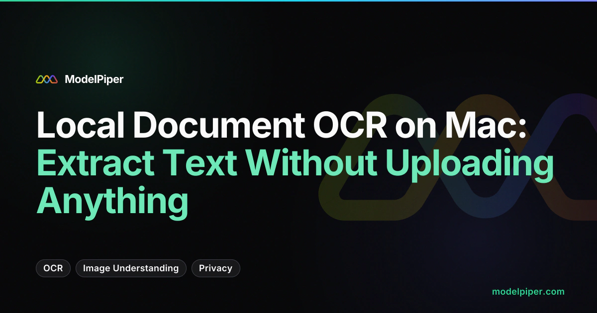 Screencast of document OCR in ModelPiper - dropping a scanned document and extracting text