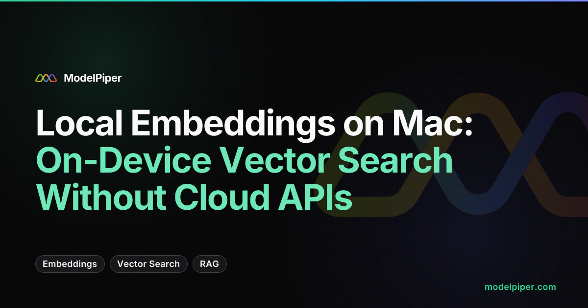 Screencast of local embedding and vector search in ToolPiper on macOS