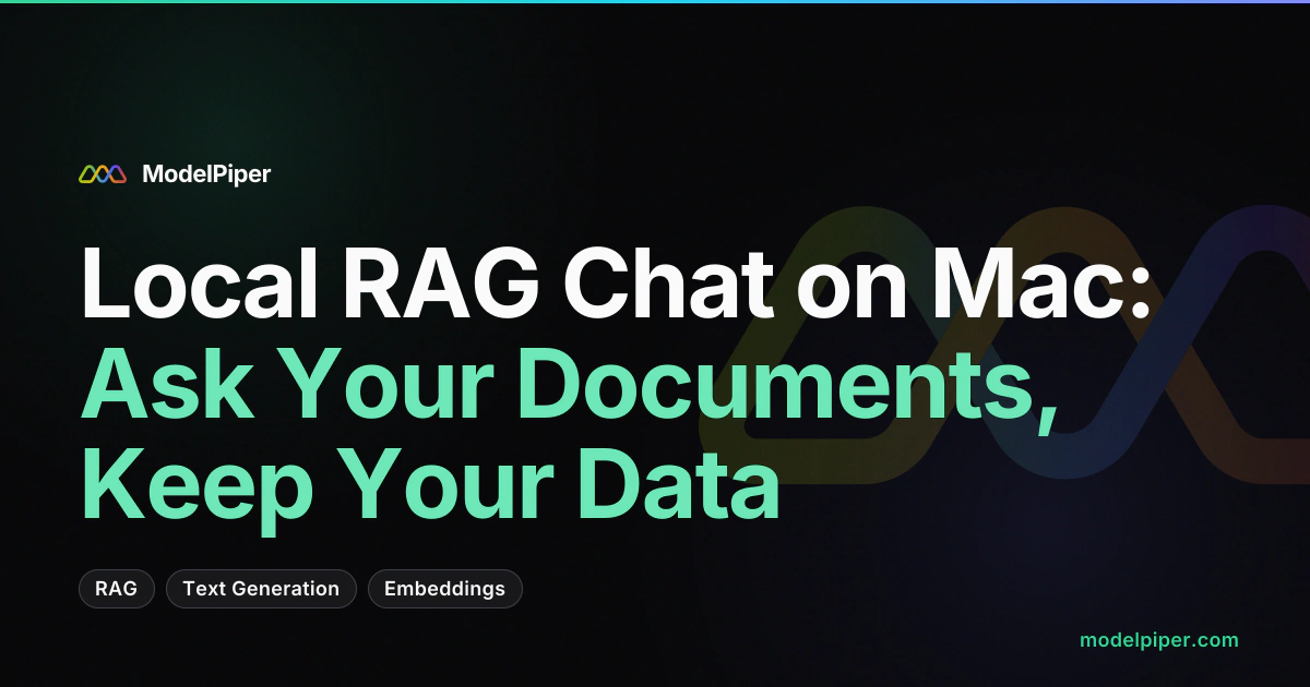 Screencast of RAG chat in ModelPiper - indexing a document folder and asking questions about the contents