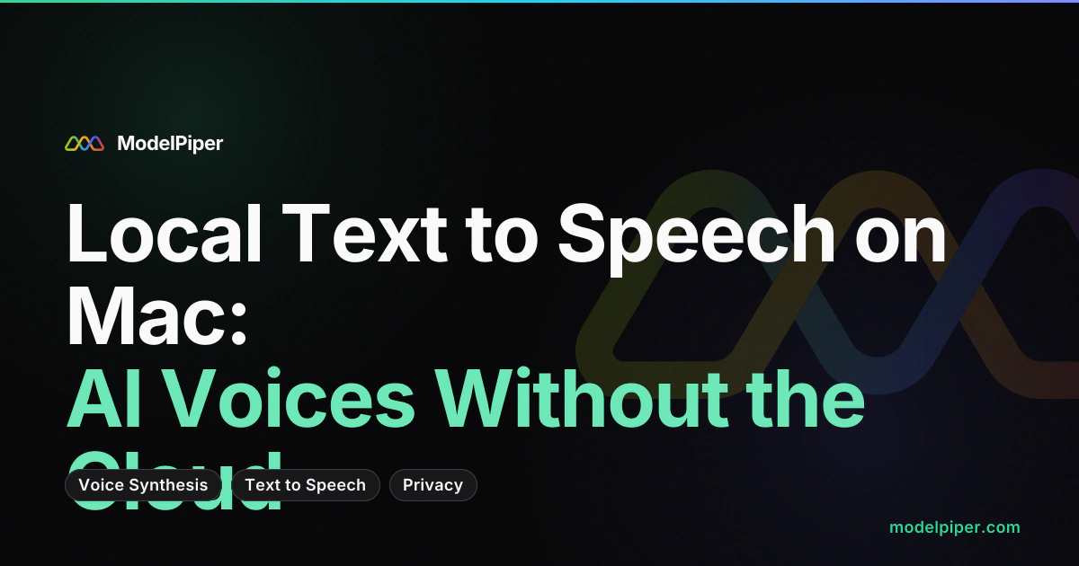 Screencast of local text-to-speech in ModelPiper - typing text and hearing it spoken in a natural AI voice