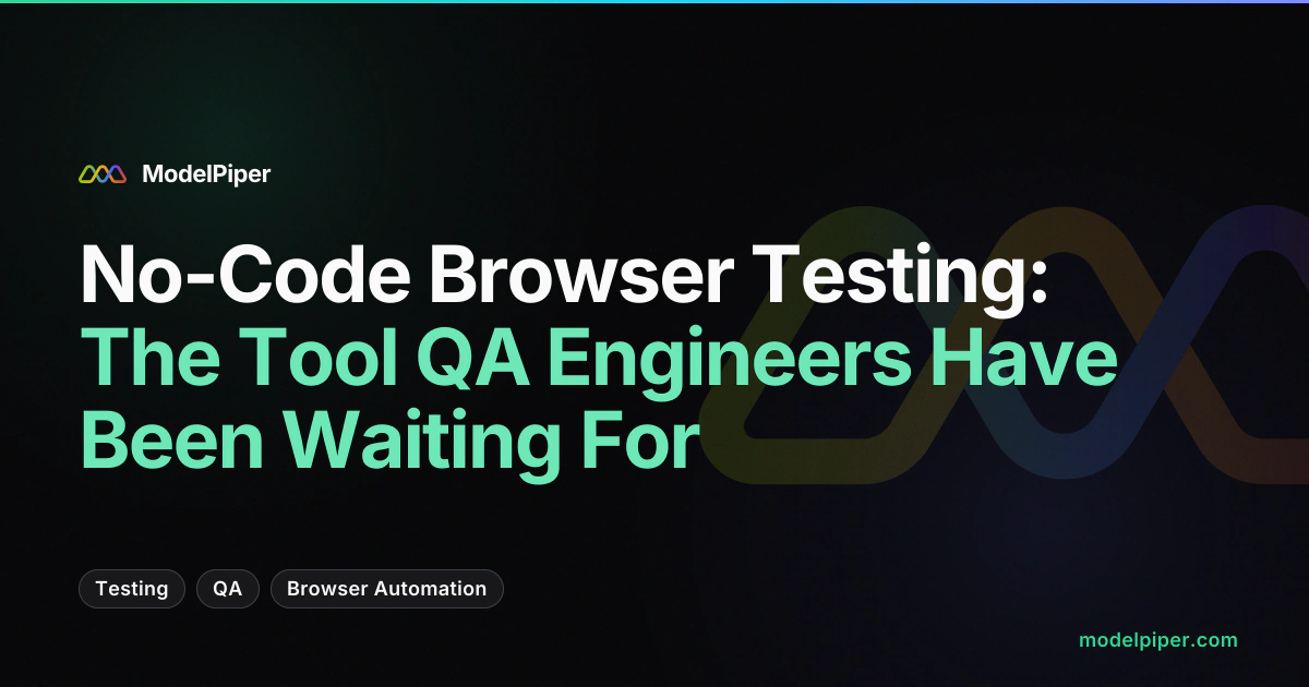 PiperTest visual test recorder showing a recorded browser test session with plain-language step descriptions and a coverage bar