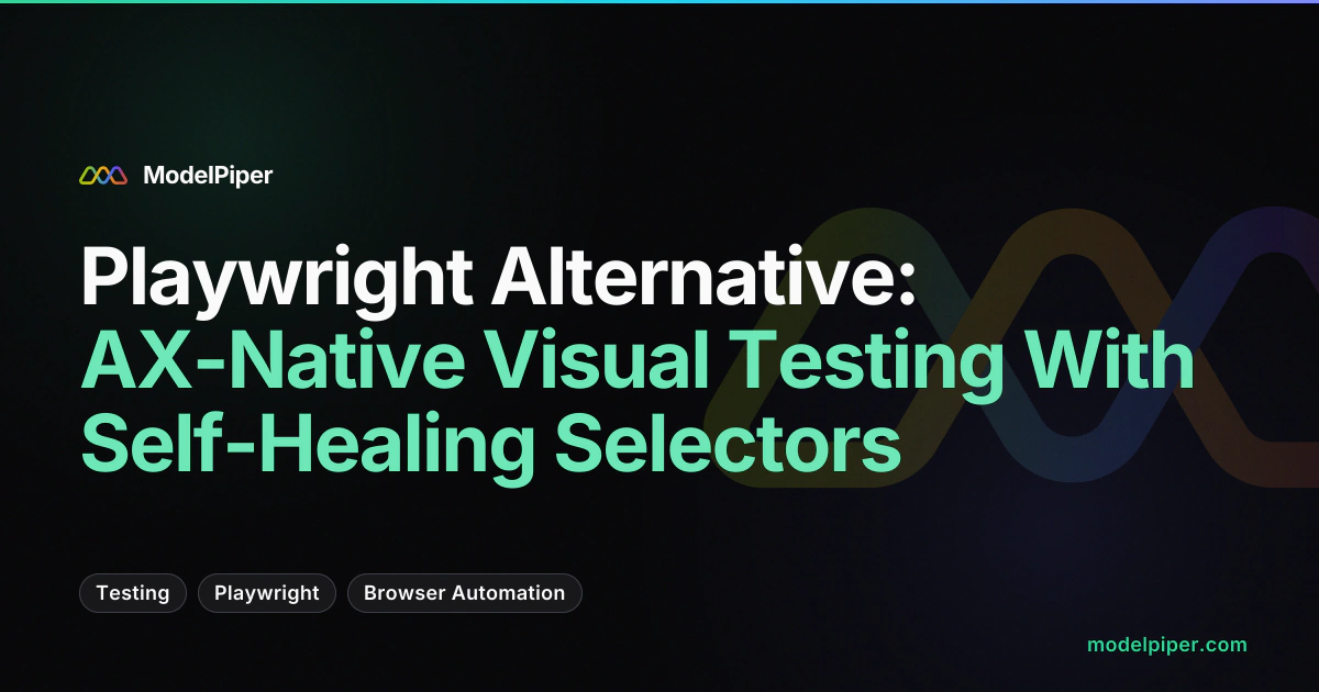 Screencast comparing PiperTest visual test authoring and self-healing selectors with Playwright code-based approach
