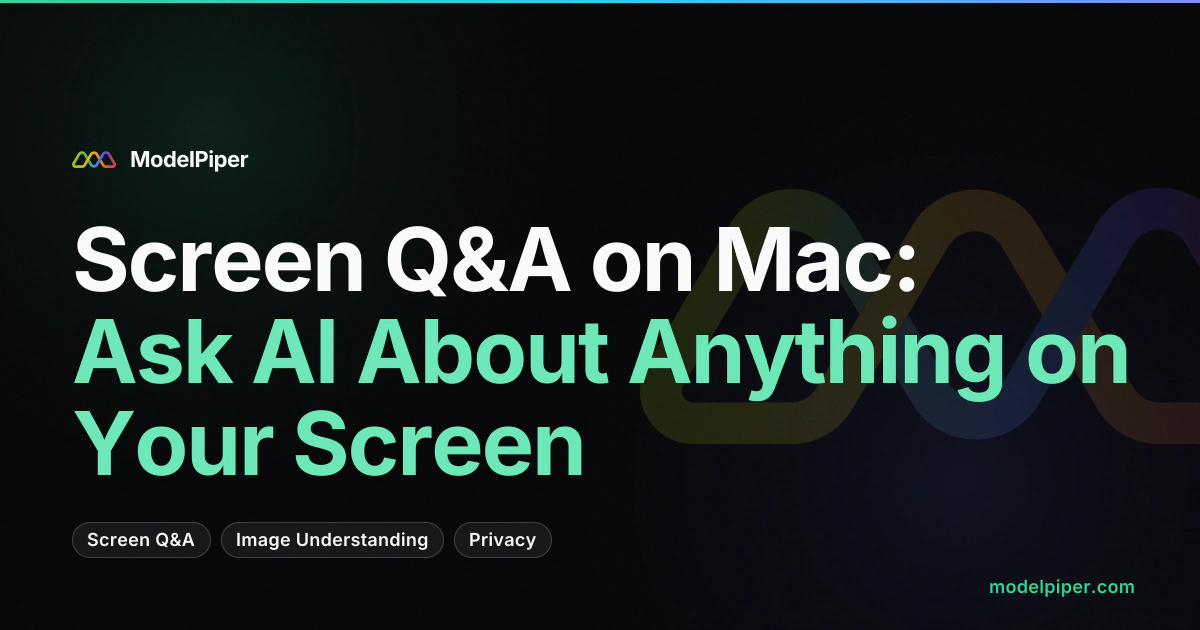 Screencast of Screen Q&A - selecting a screen region with VisionPiper and asking a question about it