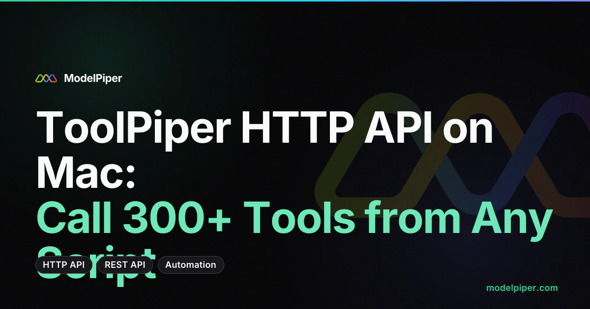 Terminal showing curl POST to ToolPiper's local HTTP API returning JSON