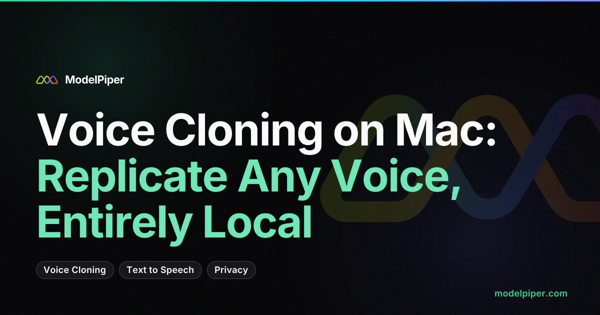 Screencast of voice cloning in ModelPiper - recording a voice sample and generating speech in the cloned voice