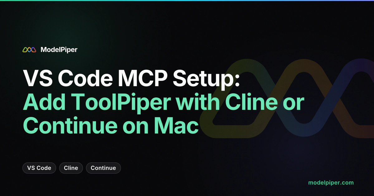 VS Code with Cline showing ToolPiper tools registered through MCP