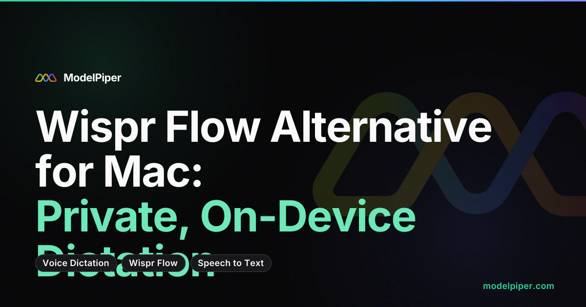 Side-by-side comparison of Wispr Flow cloud processing versus ToolPiper on-device processing on Mac